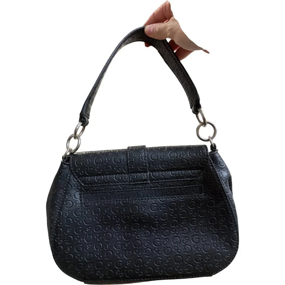 vintage y2k guess black baguette shoulder bag